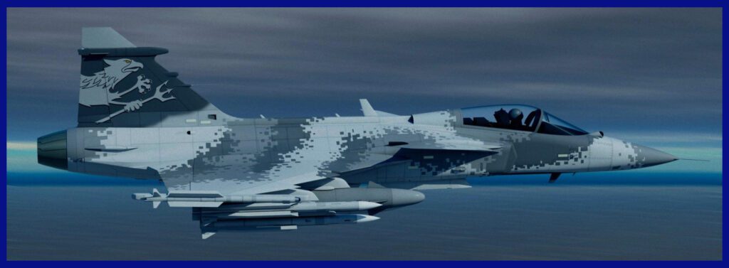 Photo Credit: SAAB / Armed with IRIS-T and Meteor Air-to-Air Missiles (AAMs) and RBS-15 Gungnir