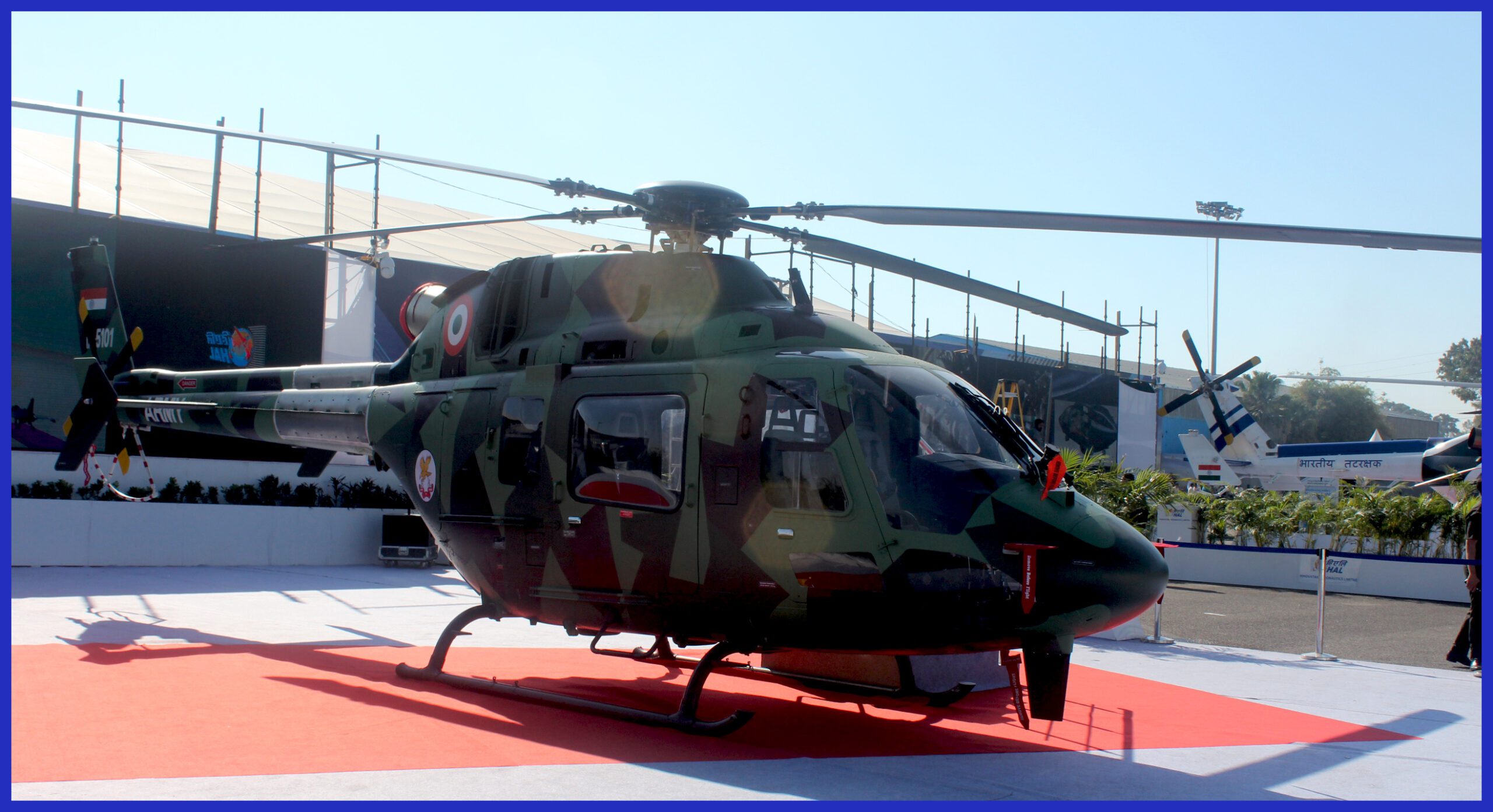 Photo Credit: AirPra@Aero India 2023 / Second Version of Dhruv: Single-Engine Light Utility Helicopter (LUH)