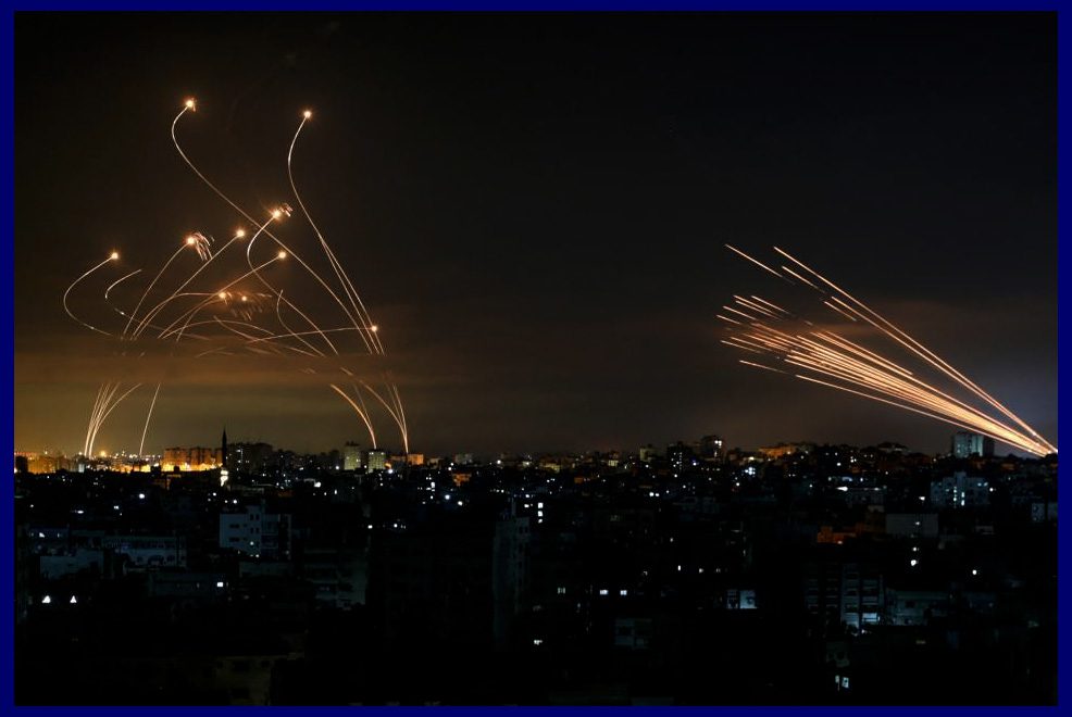 Photo Credit: Rafael / Here, the Iron Dome system is in action on the right side, countering Hamas rockets.