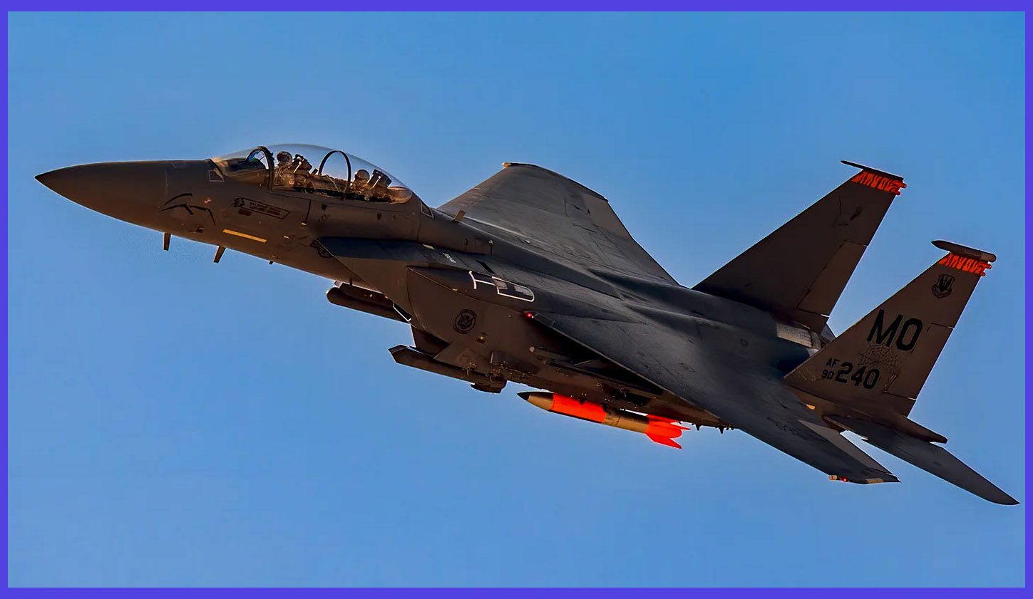 Photo credit: US Air Force. In 2021, an F-15E in Nevada was equipped with a B61 bomb simulation.