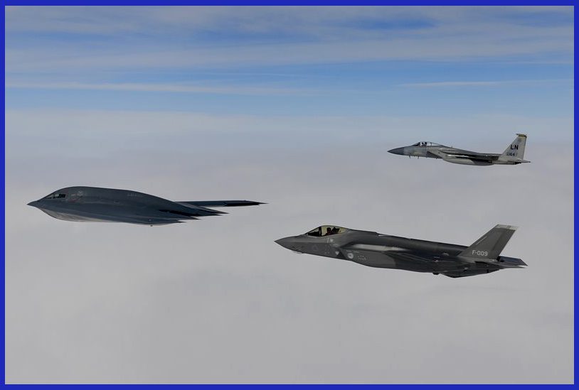 Photo Credit: USAF / For the first time, American F-15C and B-2 bombers are training alongside Dutch F-35 fighters together.