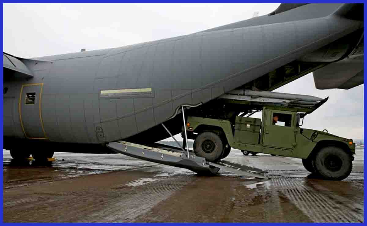 An HML is getting loaded inside the C-130